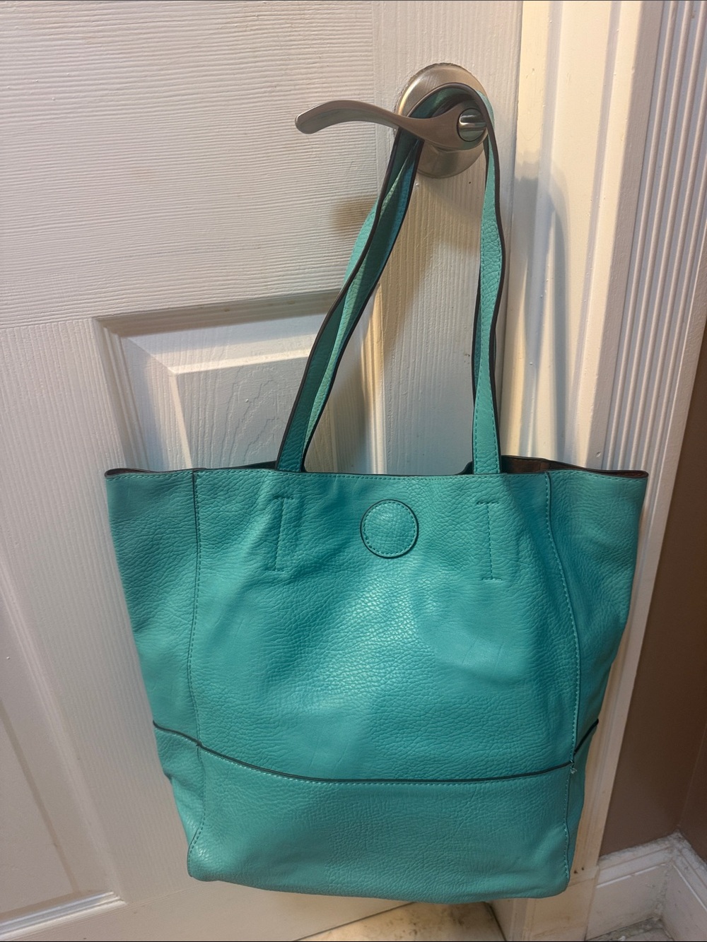 Joy Susan Faith Raw Edge Tote Bag - Aqua